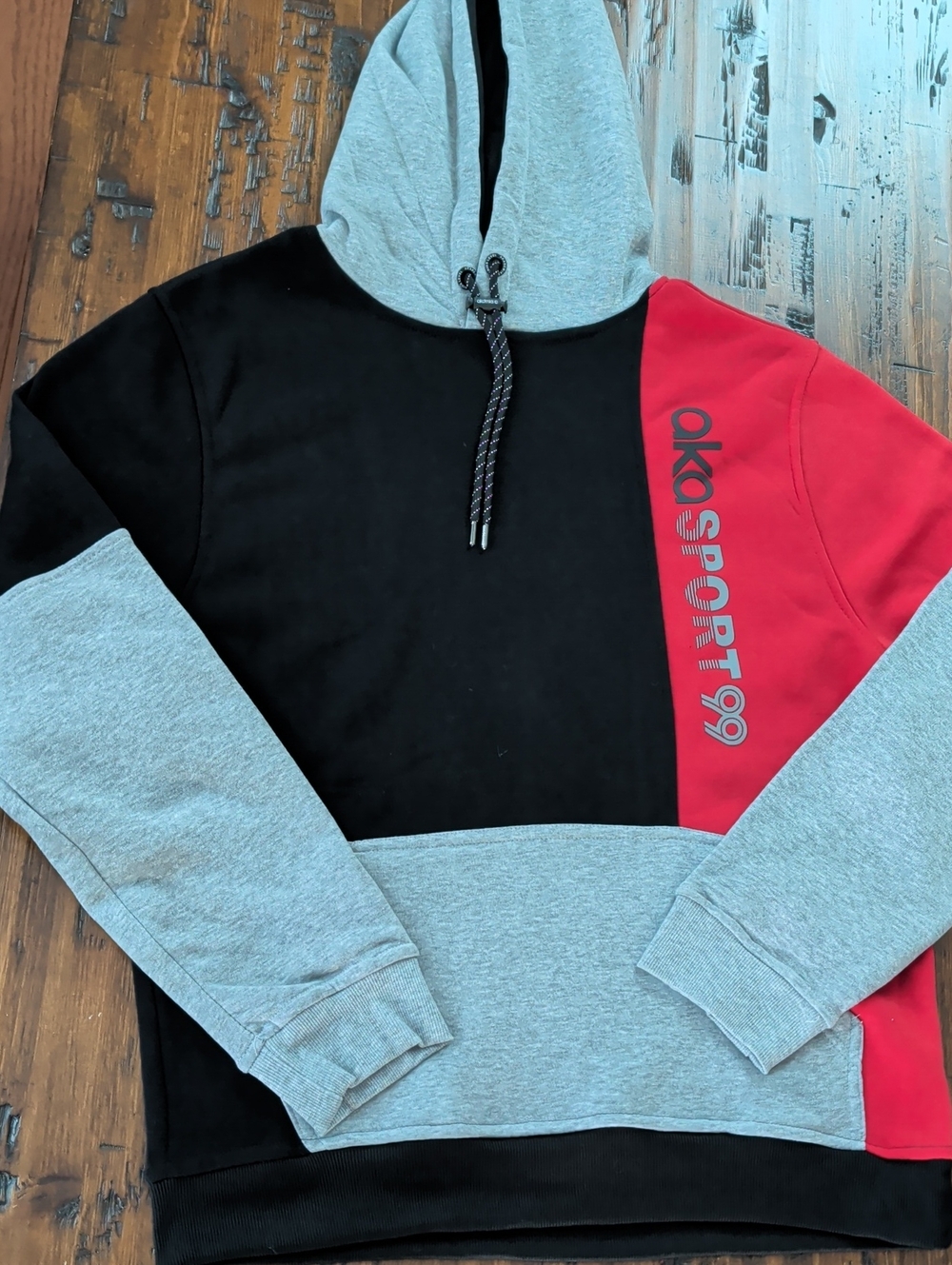 Akademiks AKA Sports 99 Colorblock Black Red and Gray Hoodie Size XL